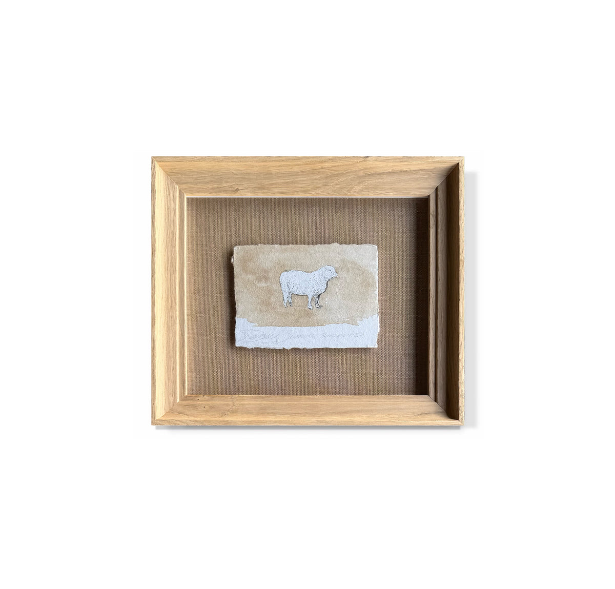 "Small Sheep on Natural Linen"