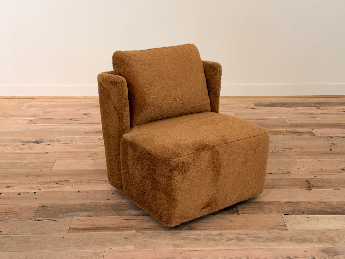 Montauk Swivel Chair in Polar Pecan, three-quarter view