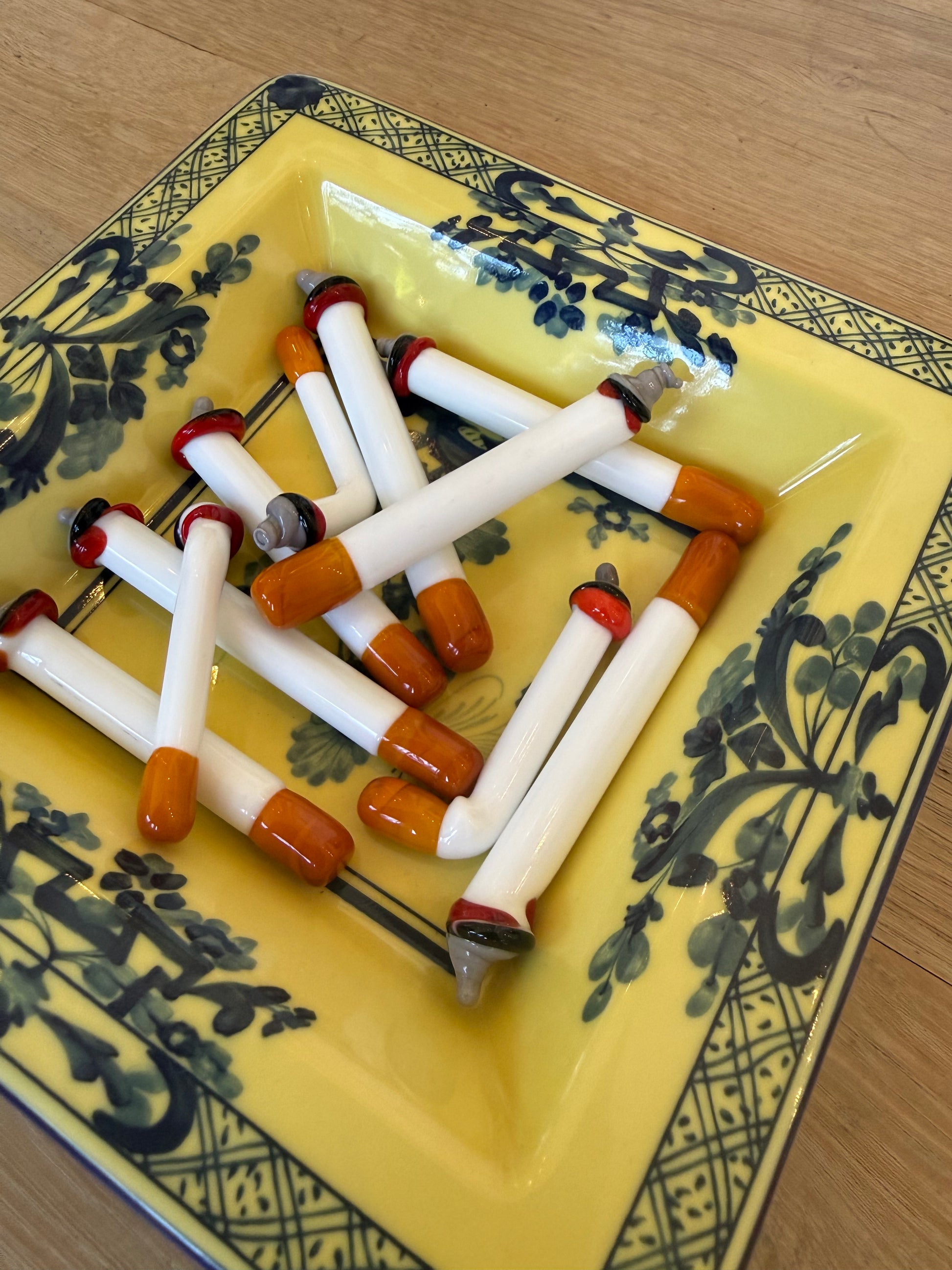 Murano glass cigarettes, close-up