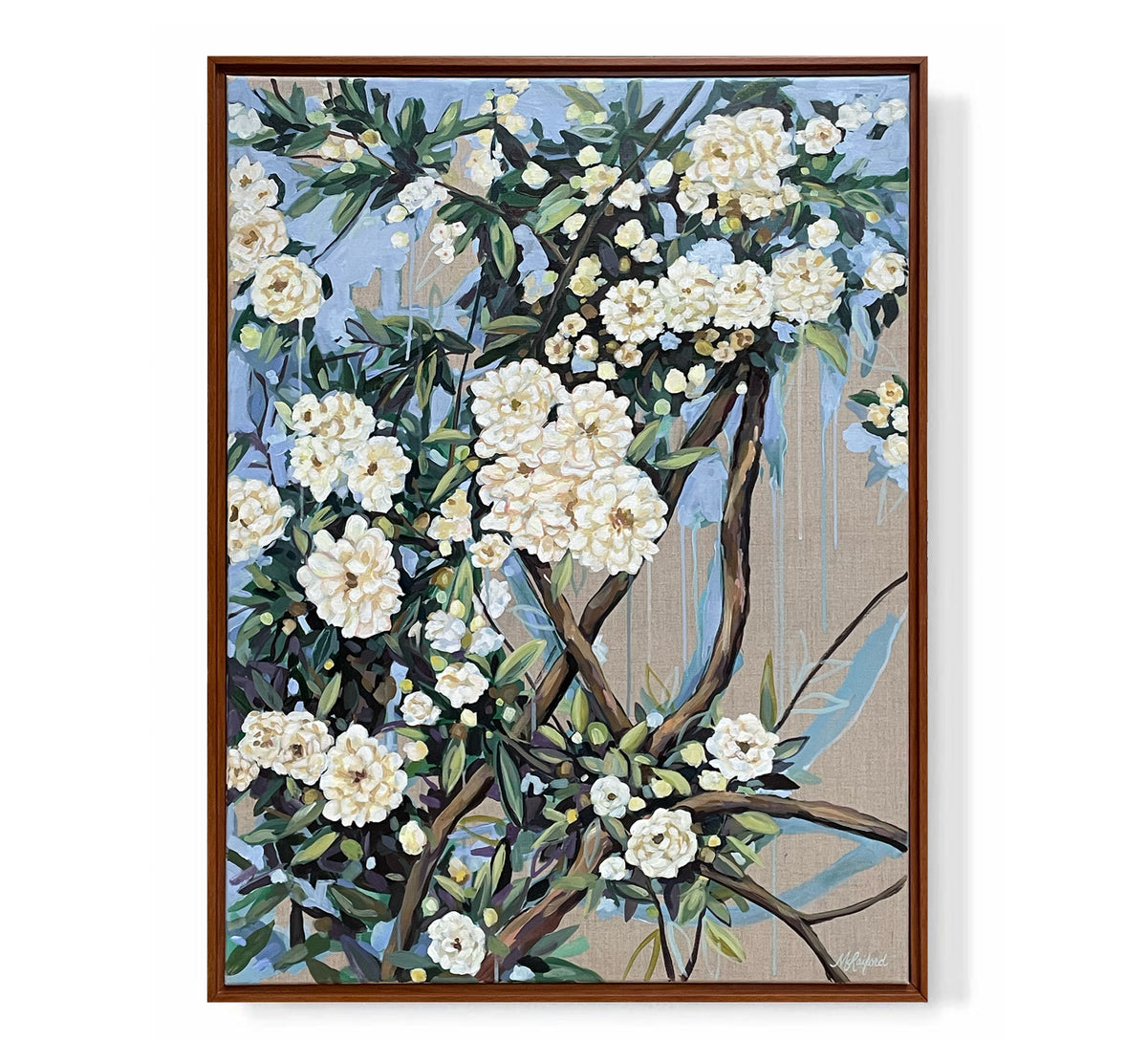 "Lady Banks Rose on Linen"