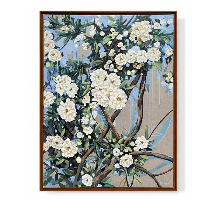 "Lady Banks Rose on Linen"