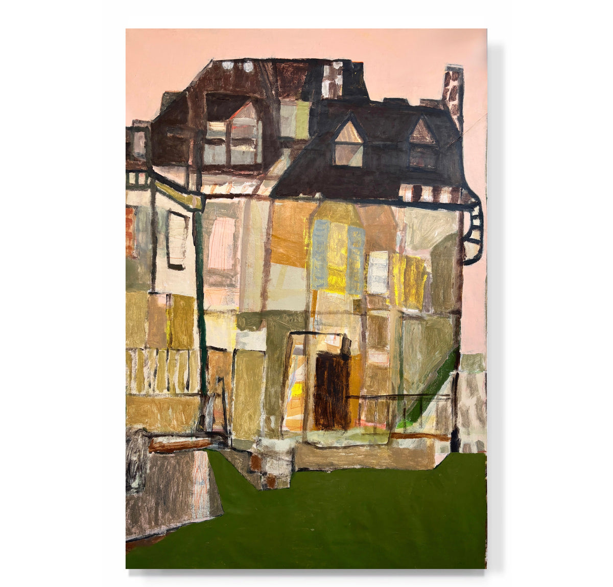 "trois maisons avec des toit mansardés (Three Houses With Mansard Roofs)"