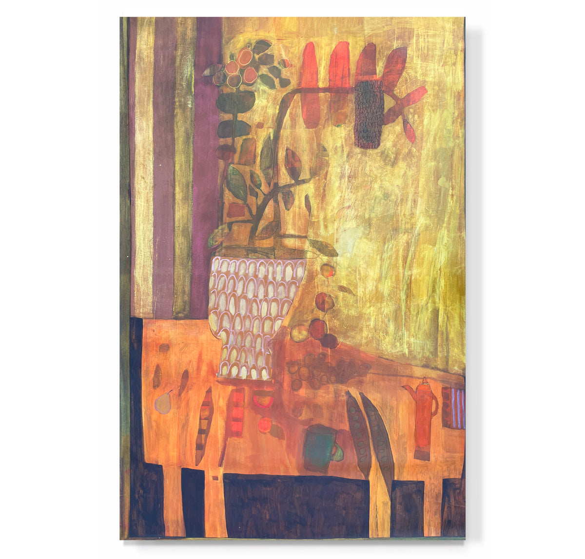 "Still Life with Gold Scalloped Vase"