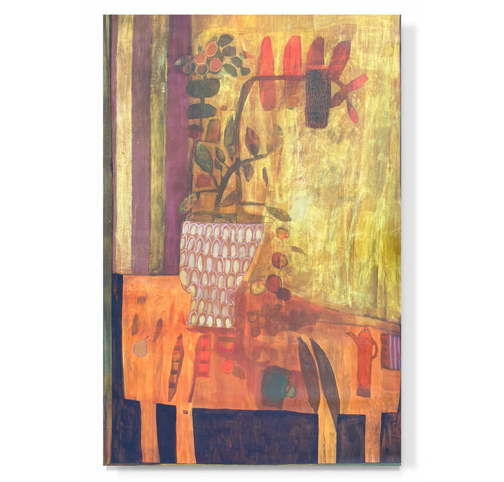 "Still Life with Gold Scalloped Vase"