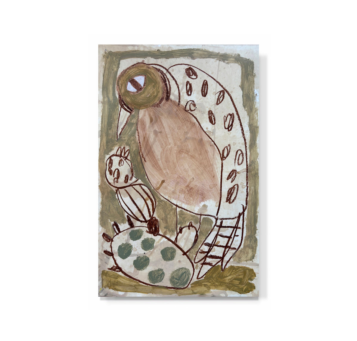 "Cactus Wren With Green Spotted Cactus"