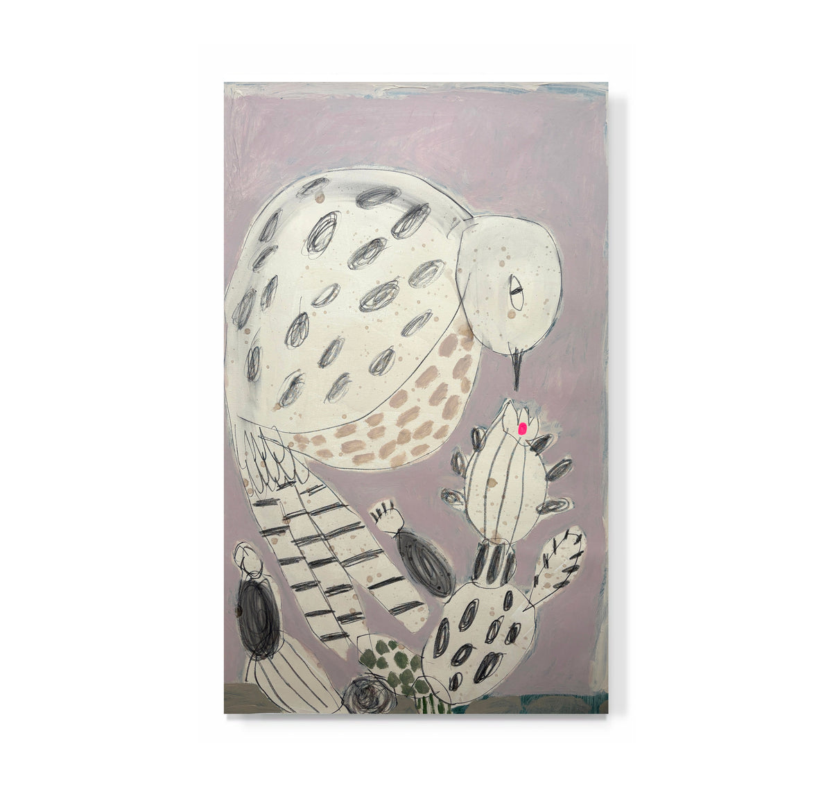 "Cactus Wren with Pink Blossom"