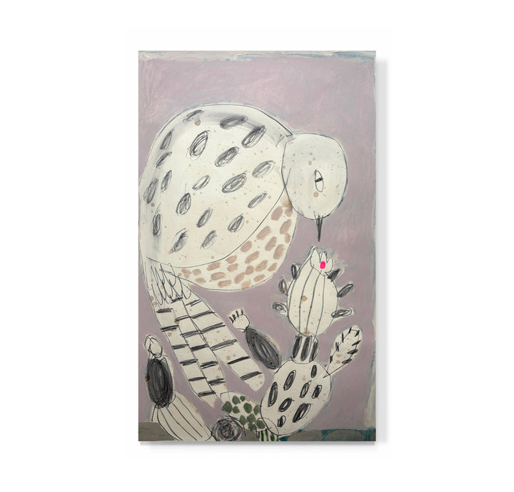 "Cactus Wren with Pink Blossom"