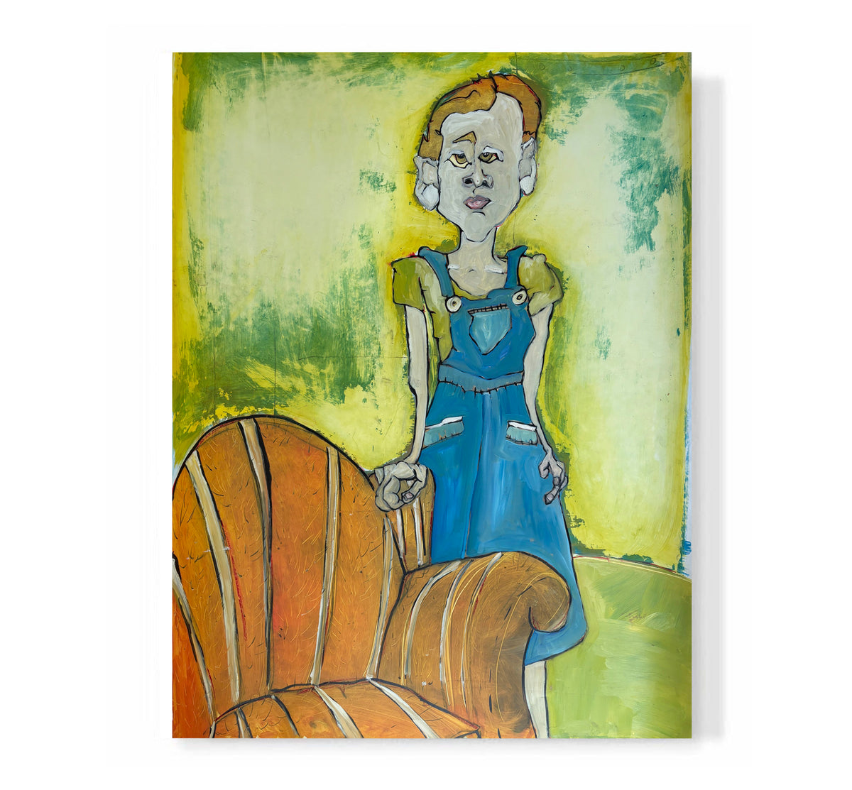 "Self-Portrait In  Jumper With Orange Chair"