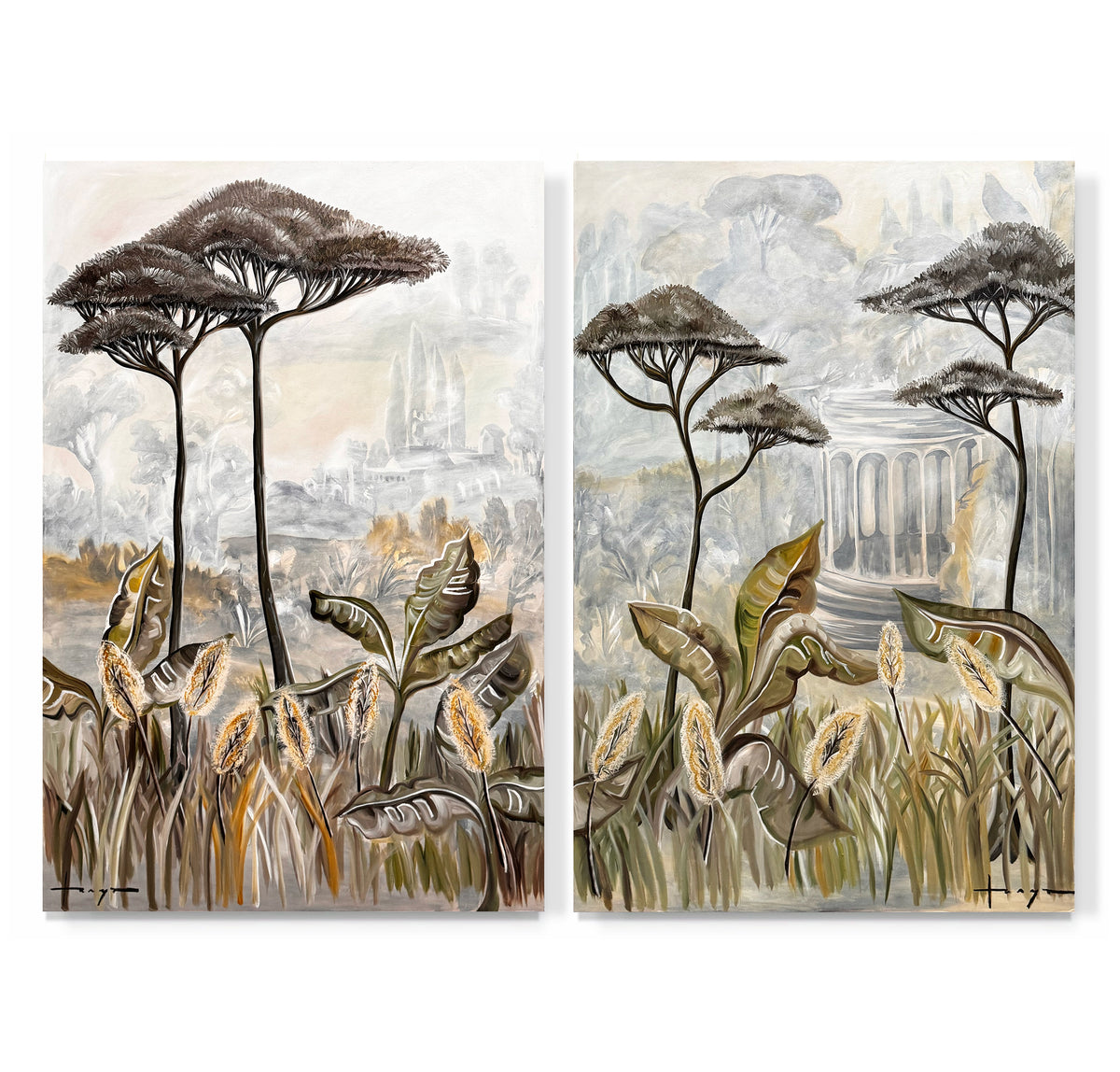 "A Castle in Tuscany I & II" Pair
