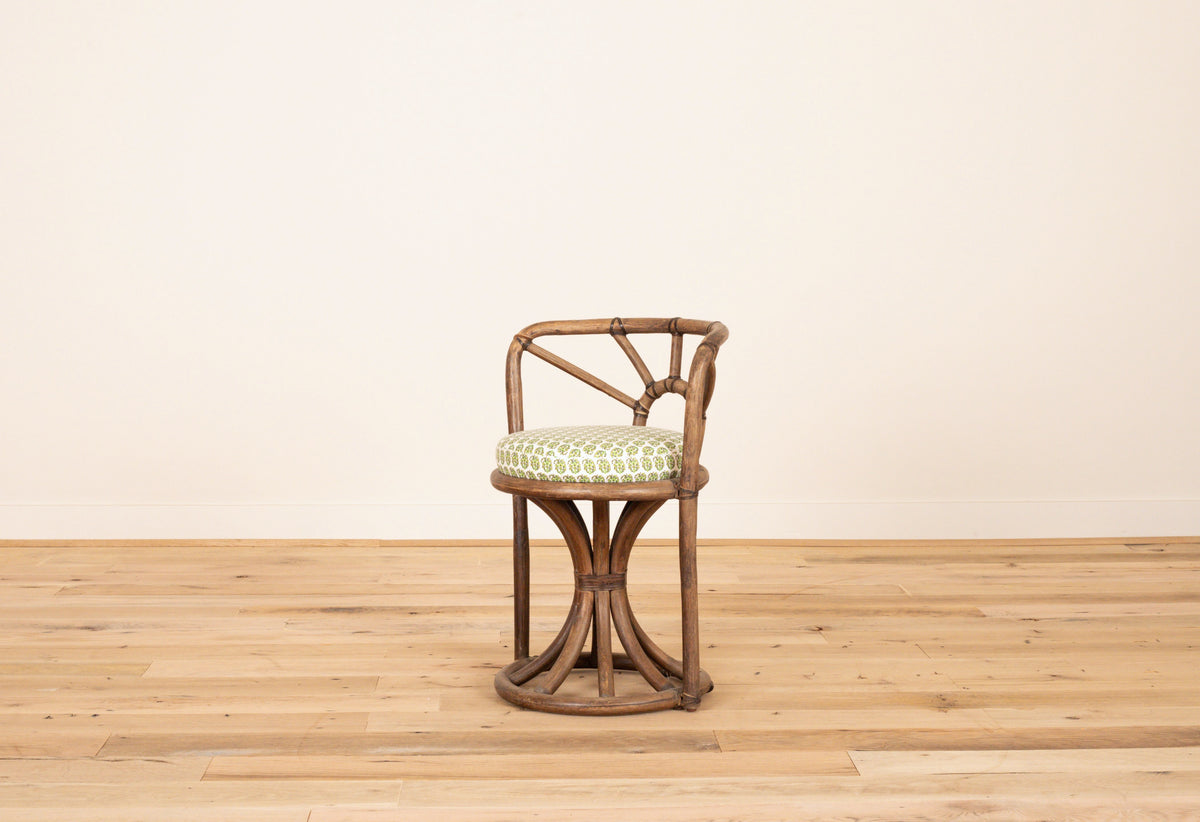 French bamboo chair with Casa Branca Jodhpur seat, three-quarter view