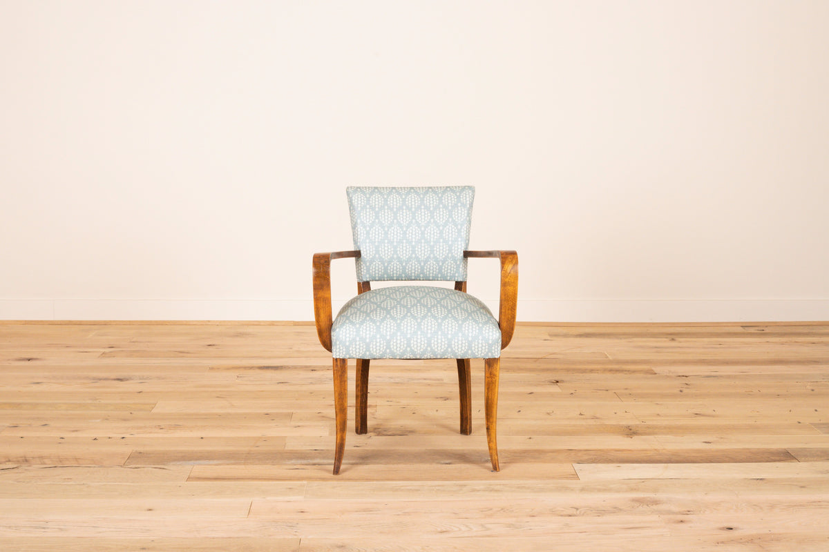 French bridge armchair in Ferran Textiles Bursa Willow, Slate, front