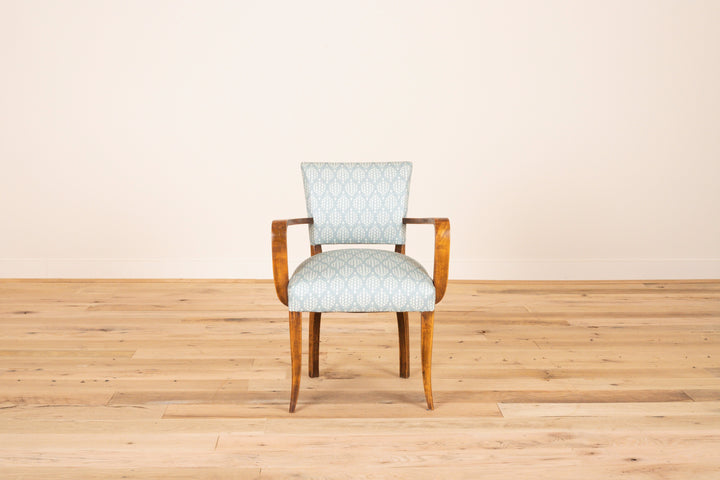 French bridge armchair in Ferran Textiles Bursa Willow, Slate, front