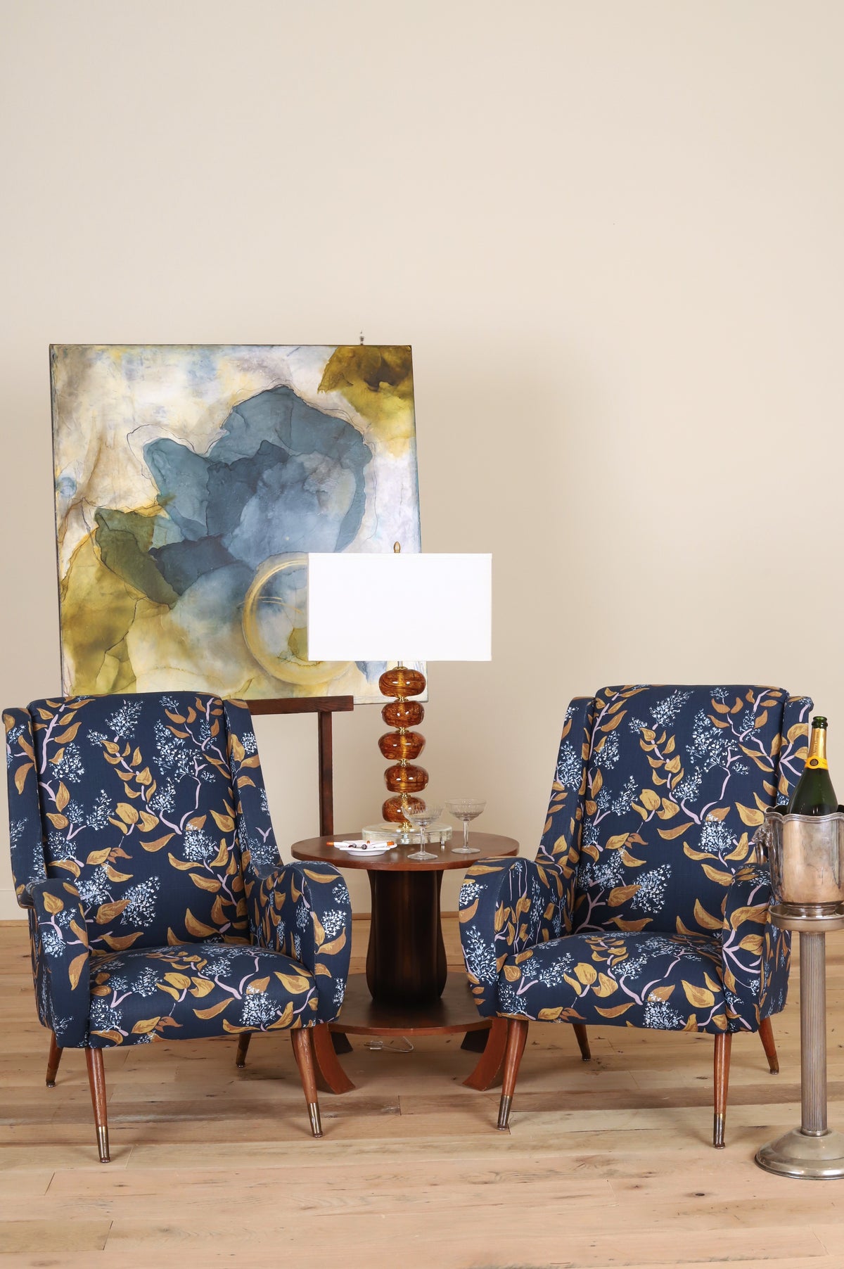 Pair of French lounge chairs c. 1960 in Lake August Snowbrush Pitch