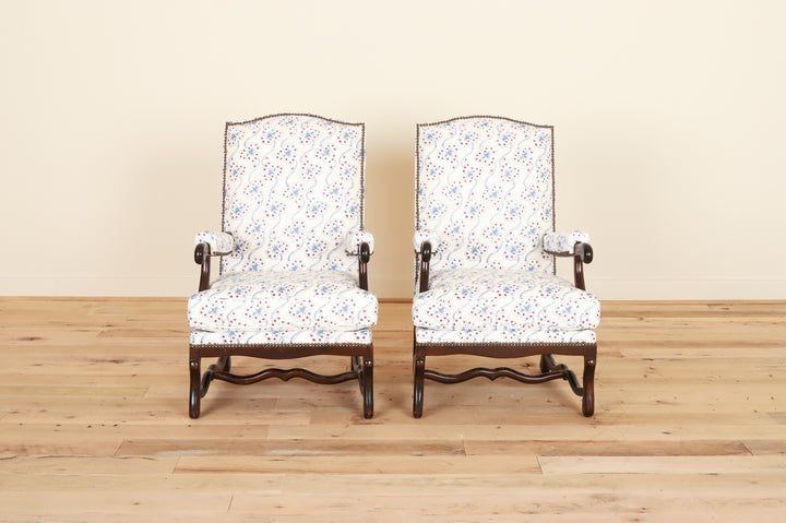Pair of Louis XIII os-de-mouton armchairs in Fete Home by Jen Potter, front