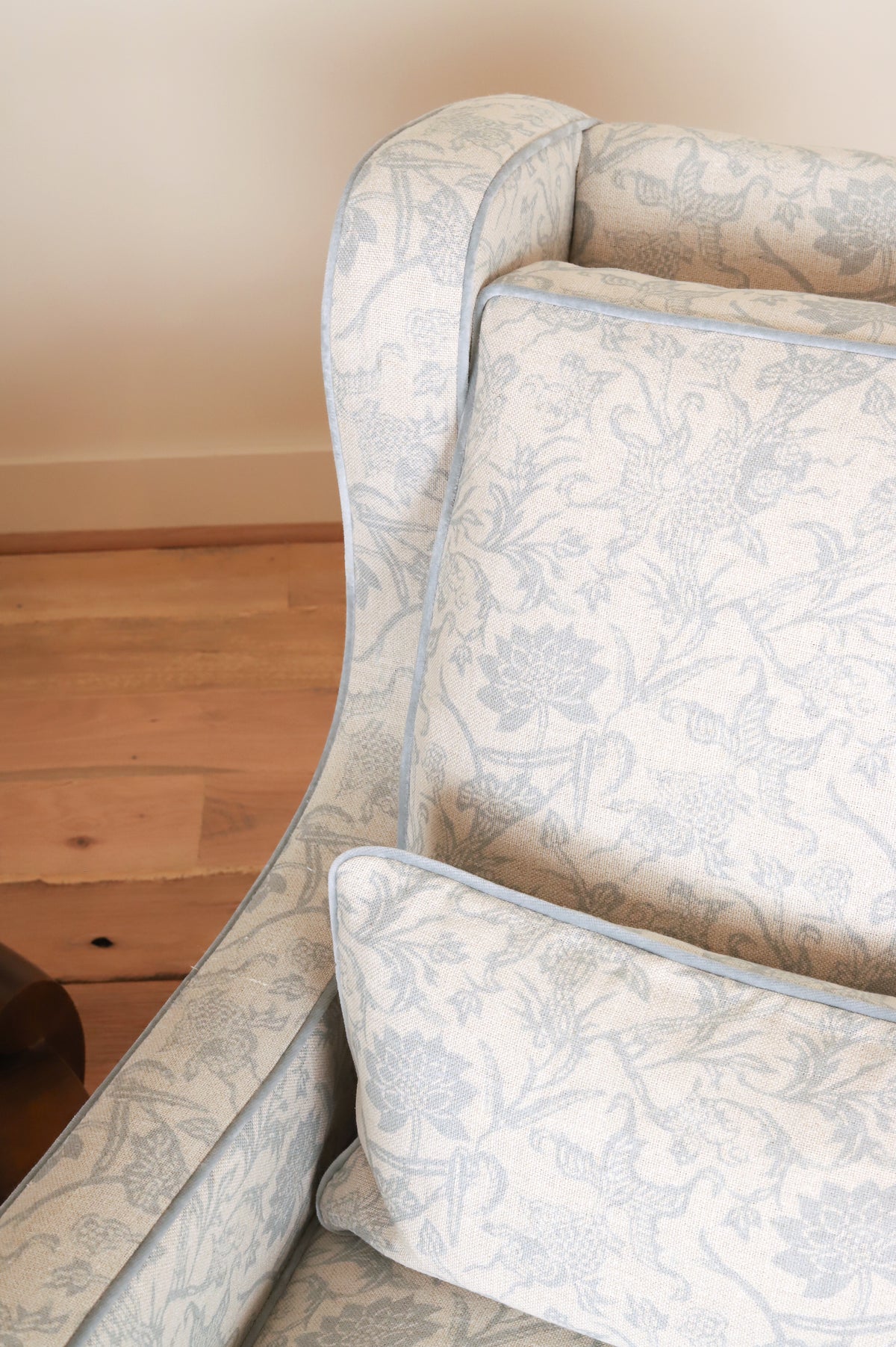 Muriel Chair in LuRu Home Prussian Carp, Spring, fabric detail