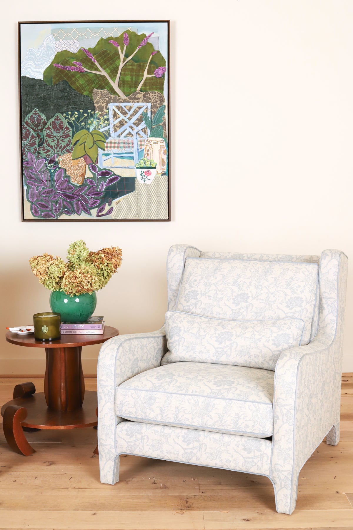 Muriel Chair in LuRu Home Prussian Carp, Spring, styled