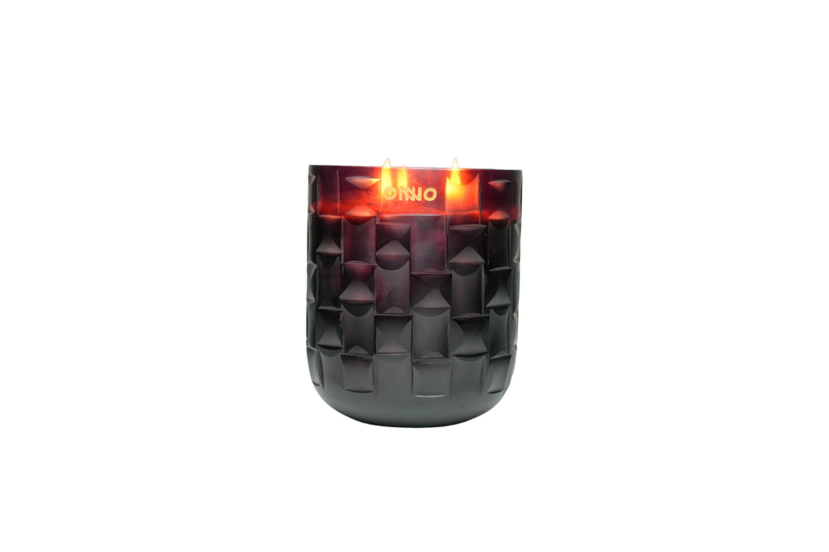 Onno Chess Candle in Burgundy, Cashmere Wood scent