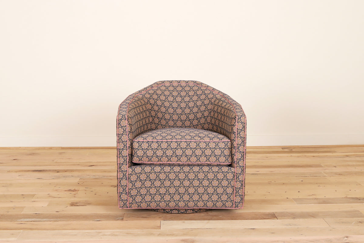Vera Swivel Chair in Serena Dugan Odessa, Zinc/Camel, front