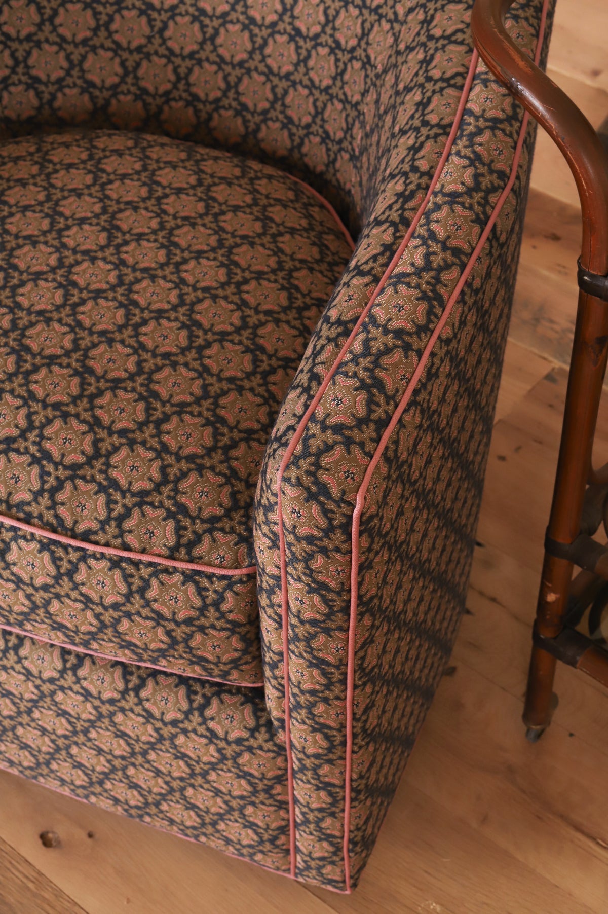 Vera Swivel Chair in Serena Dugan Odessa, Zinc/Camel, fabric detail