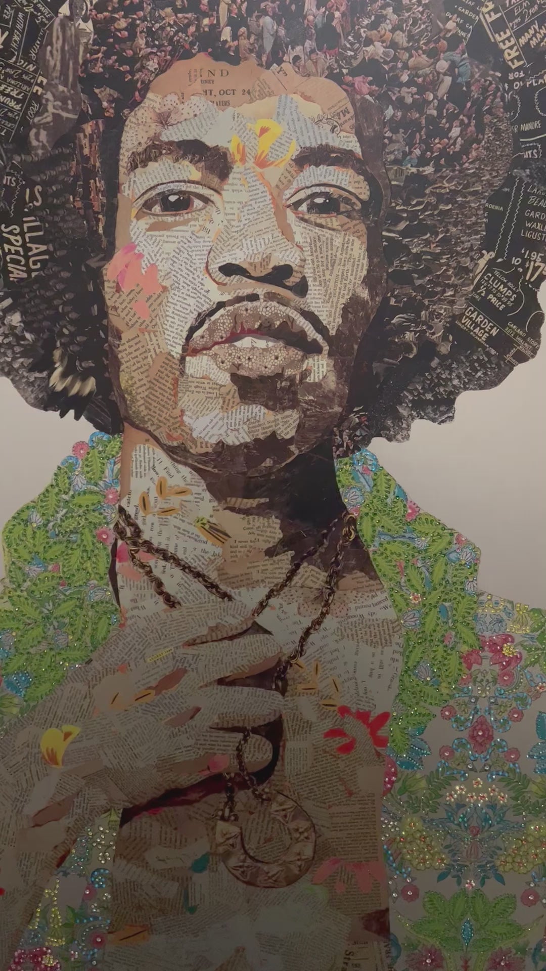 Load video: "Jimi" Hand-Adorned Metal Print