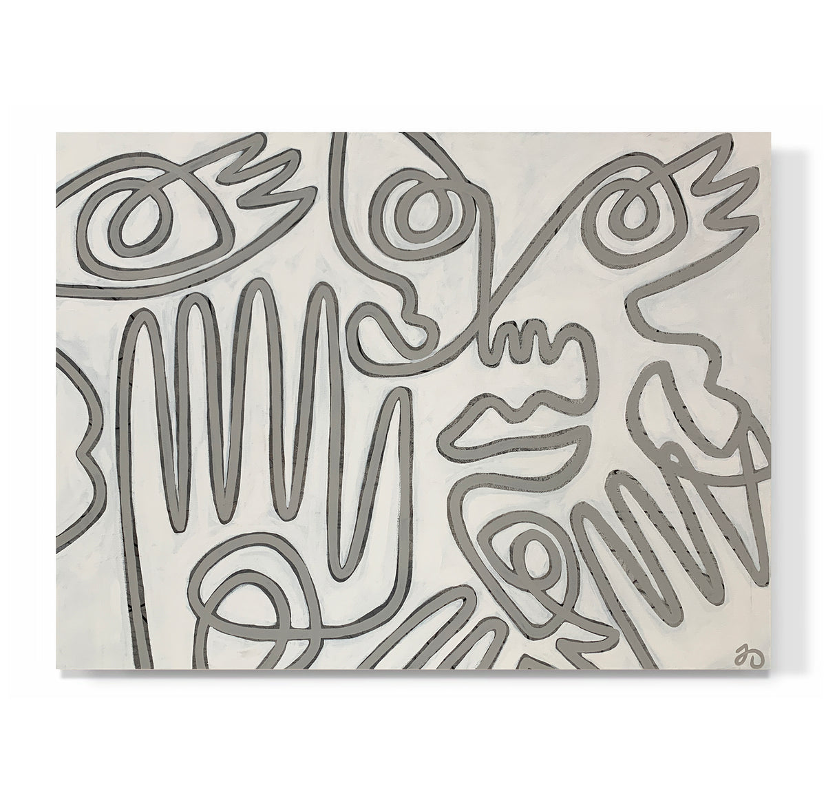 "Fingers & Faces in White & Grey"