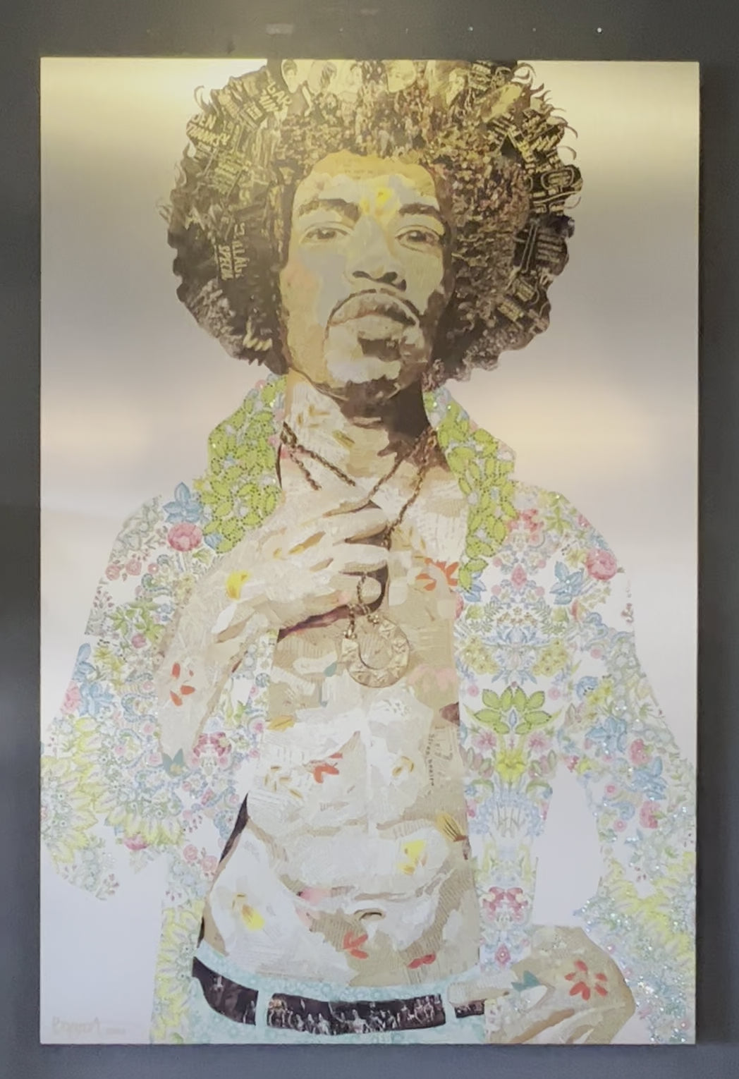 Load video: "Jimi" Hand-Adorned Metal Print